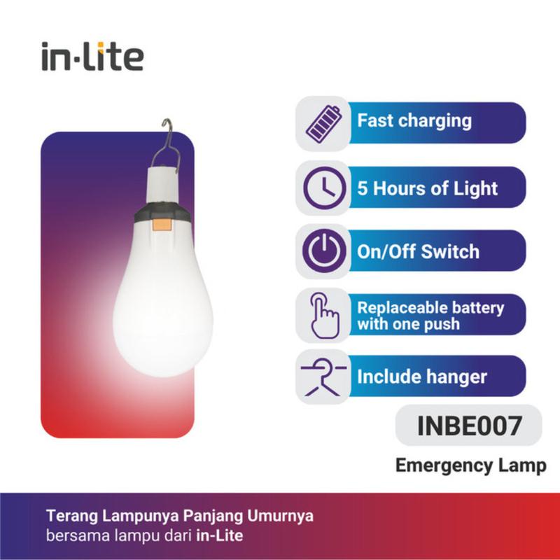 InLite LED Lampu Emergency + Hanger + Battery INBE007 13-18 watt 1