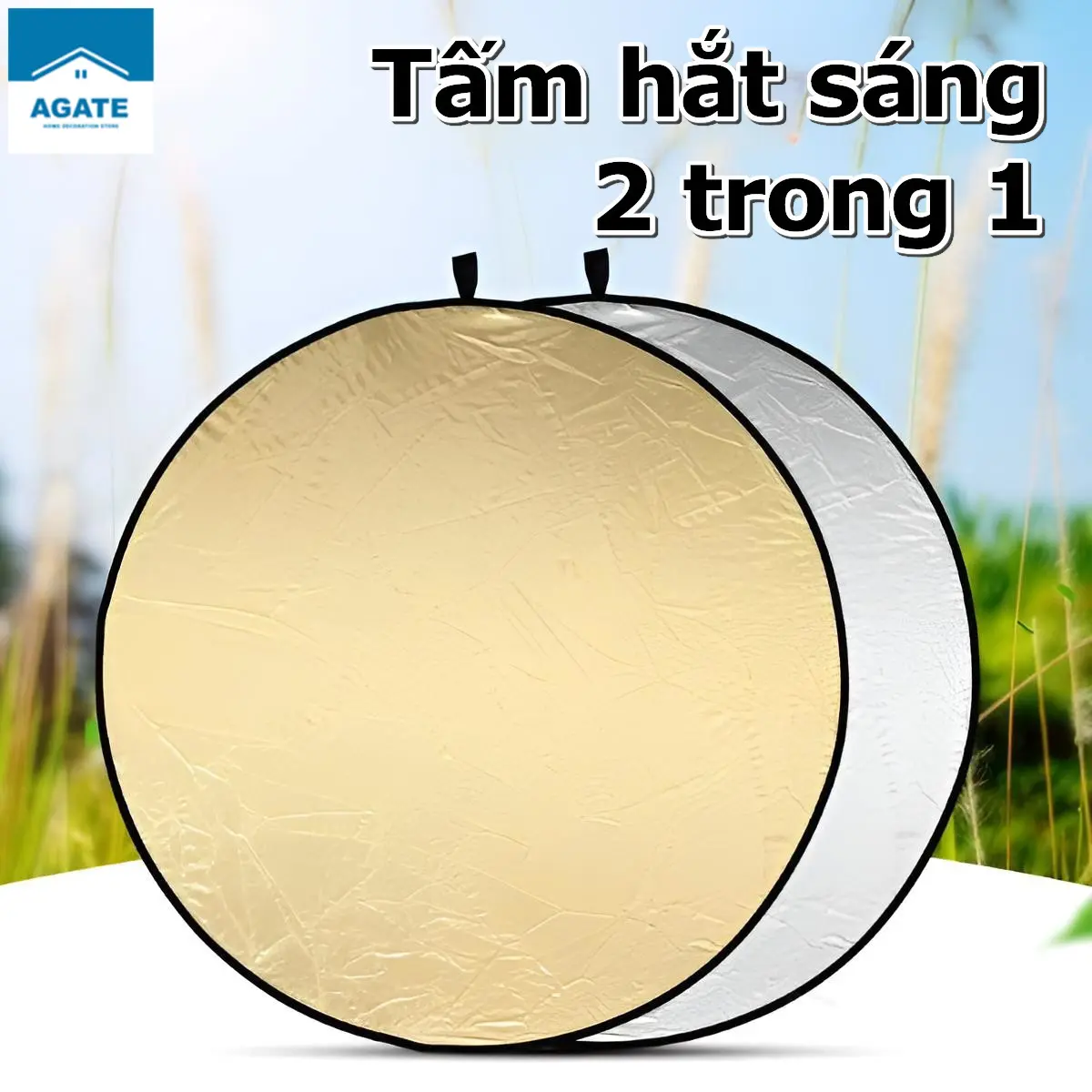 Tấm phản quang 2 trong 1, Tấm Hắt Sáng Chụp Ảnh, size30/60/80cm, tăng sáng cho chụp, dùng tăng sáng chuyê