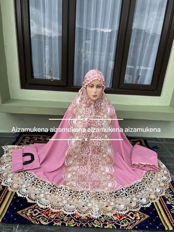( FREE TASBIH ) Mukena katun renda seroja twotone full kd 1