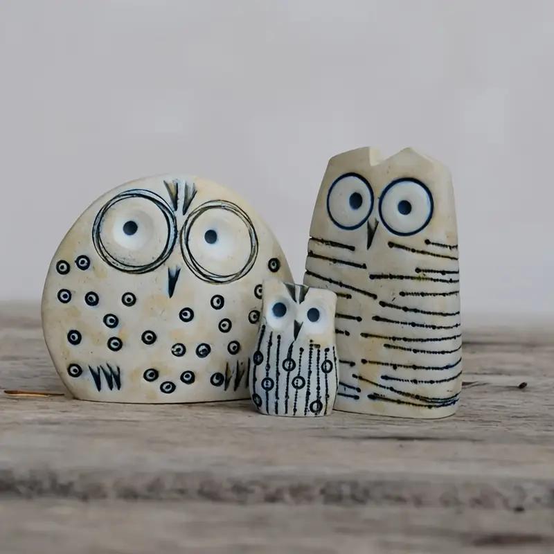 Owl Design Decorative Statue, 3 Counts/set Cute Owl Decoration Craft, Desktop Ornament for Home Office Bookshelf Decor 6