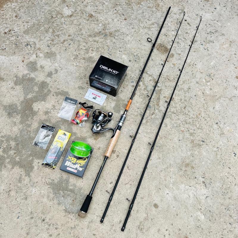 Combo câu cá Lure Đứng Cần EAGLE SUPER 2 ngọn Youmingbu Máy Deukio DA Đại ngáo Chuẩn hãng