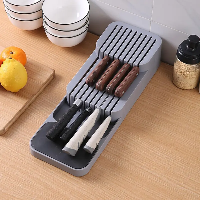 Kitchen Drawer Knife Storage Organizer, 1 Count Multi Grid Knife Storage Box, Knife Block, Kitchen Utensil Organizer, Kitchen Accessories 2