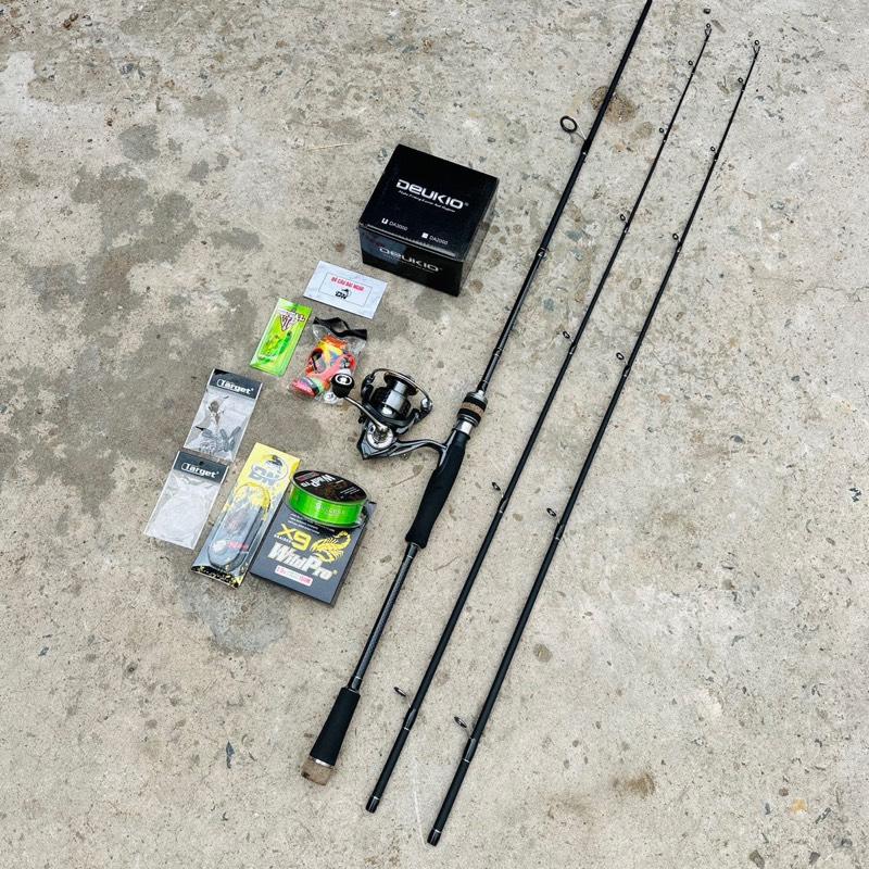 Combo Câu Cá Lure Cần Hunting Baclk 2 Ngọn Máy Deukio DA Đại Ngáo Chuẩn Hãng Lure Lóc Chẽm Câu Ao Hồ