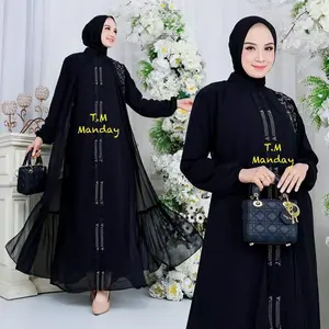 ALexa gamis semi abaya bahan full seruty Bebydoll Muslim Wanita Mewah Syari  Ceruty Dewasa Simple Dress Remaja - Hitam, LD 110