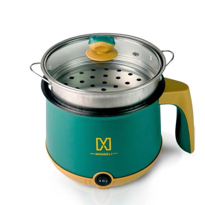 Nồi lẩu điện mini đa năng, ca nấu mì 2 tầng tặng giá hấp nướng, luộc, chiên chống dính Nồi Điện 1