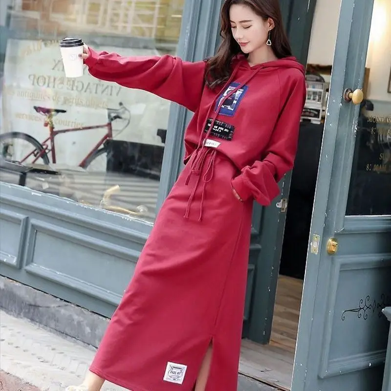 Váy Dài Thời Trang, Phong Cách Phương Tây, Ngoại Cỡ, Váy Nữ, Bộ Đồ Thể Thao Hai Mảnh, Thích Hợp Cho Mùa Xuân Và Mùa Thu, Hàng Mới Về Năm 2024 Women Áo