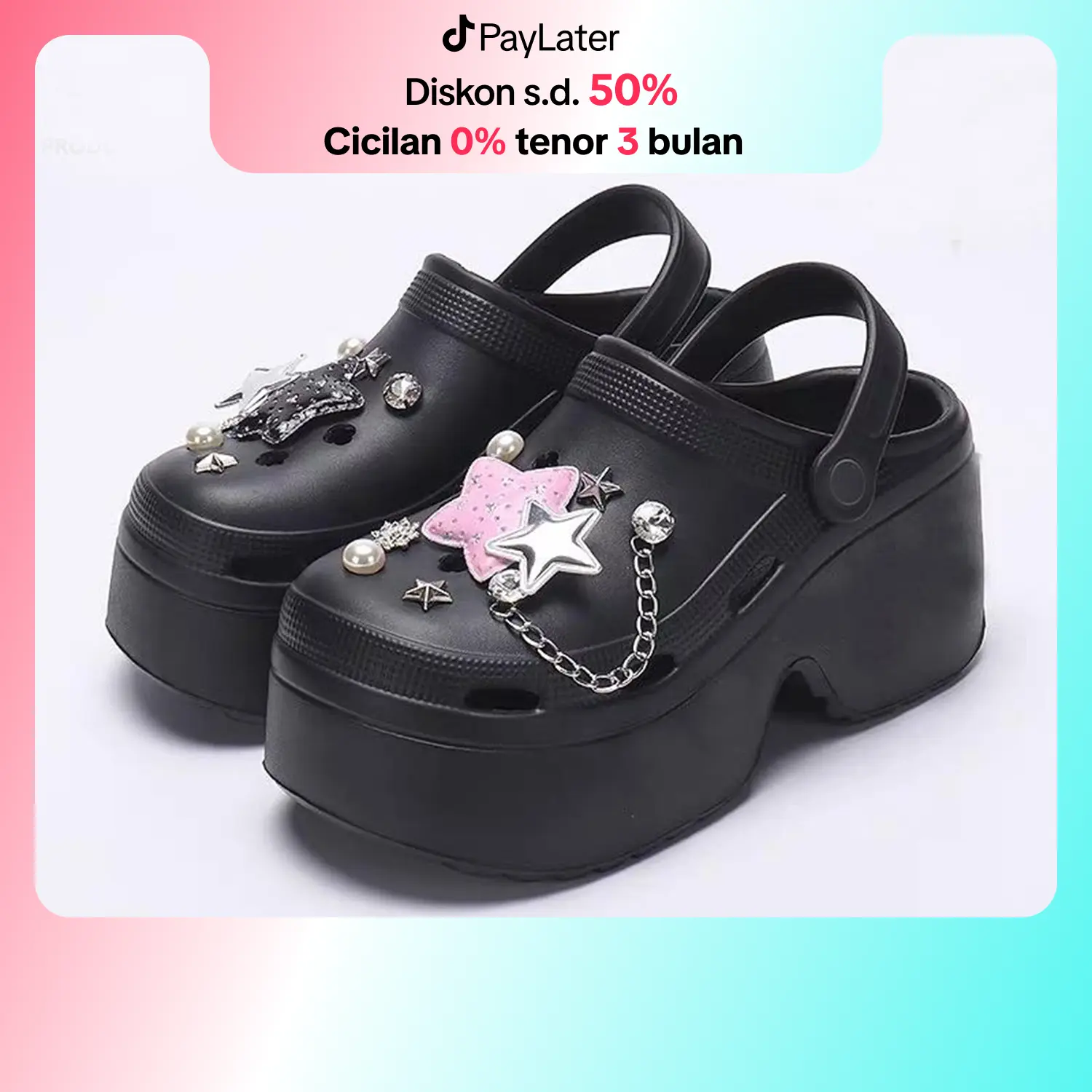 Cososisi Sandal Baim Wanita Dewasa Kodok Sandal FUJI Permata Wedge Platform Aksesoris Mewah Kekinian