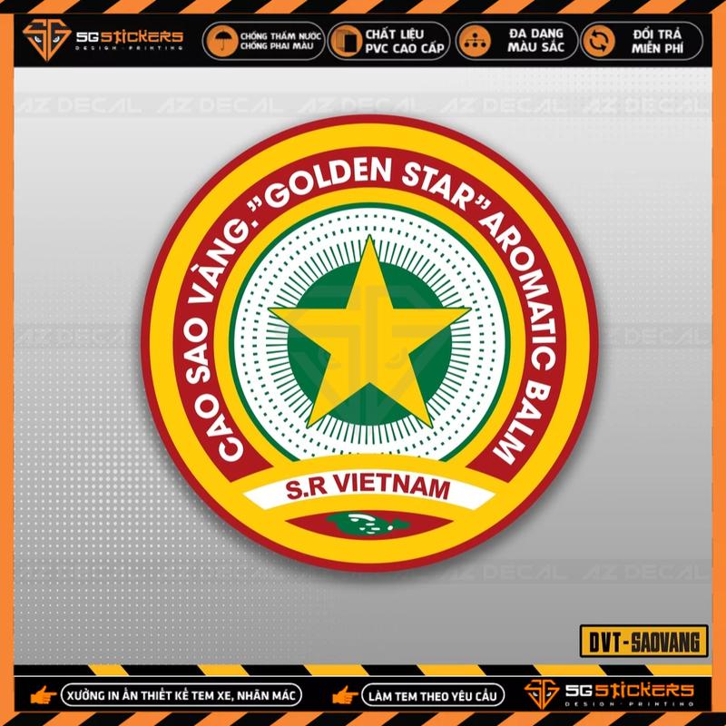  Tem Dán Xe Máy Laptop Điện Thoại Mũ Nón Bảo Hiểm Mẫu Cao Sao Vàng | DVT-SAOVANG | Team Sticker Hình Dán Logo Việt Nam 