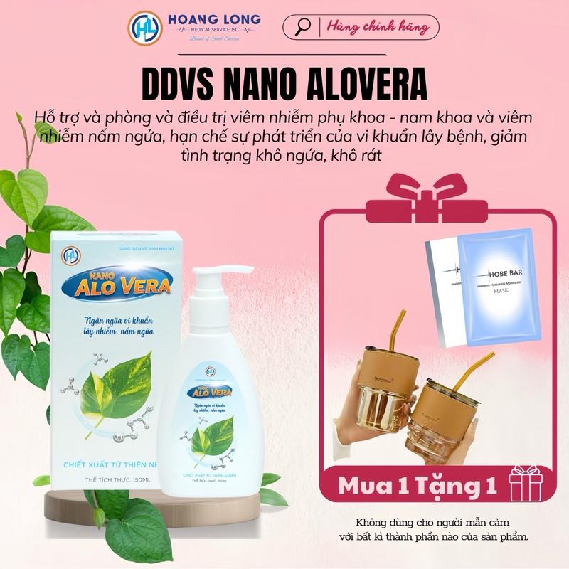 (TẶNG KÈM QUÀ) - Dung dịch vệ sinh NaNo Alovera - Trầu không, Nano bạc, Cây phỉ, Lô hội - Hỗ trợ điều trị viêm nhiễm phụ khoa, nam khoa (150ml/chai) dung dịch vệ sinh nữ emmie viên đăt dich ddvs  phụ thuốc đặt