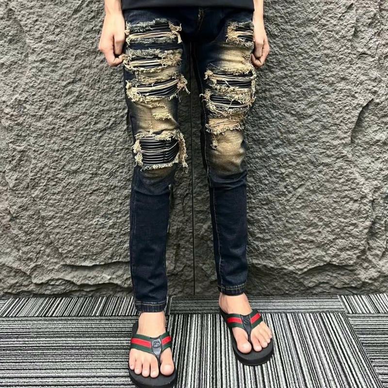  QUẦN Jeans NAM XANH BẨN DA DẬM BỐN CÚC 