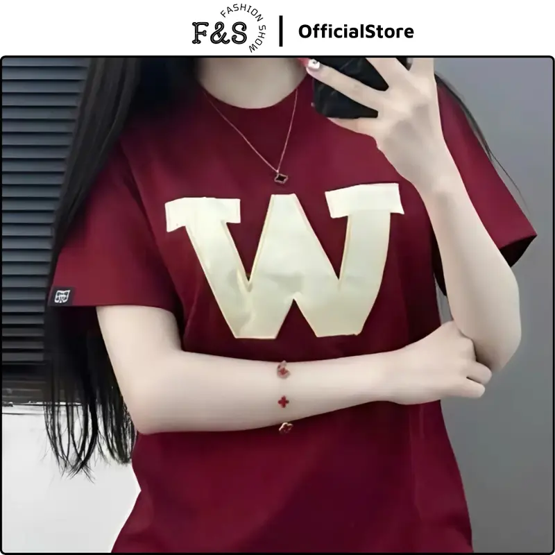 Áo thun unisex from rộng CHỮ W - Áo phông F&S nam nữ tay lỡ dành cho các cặp đôi Top Cotton Women Top Cotton Cổ Tròn 8