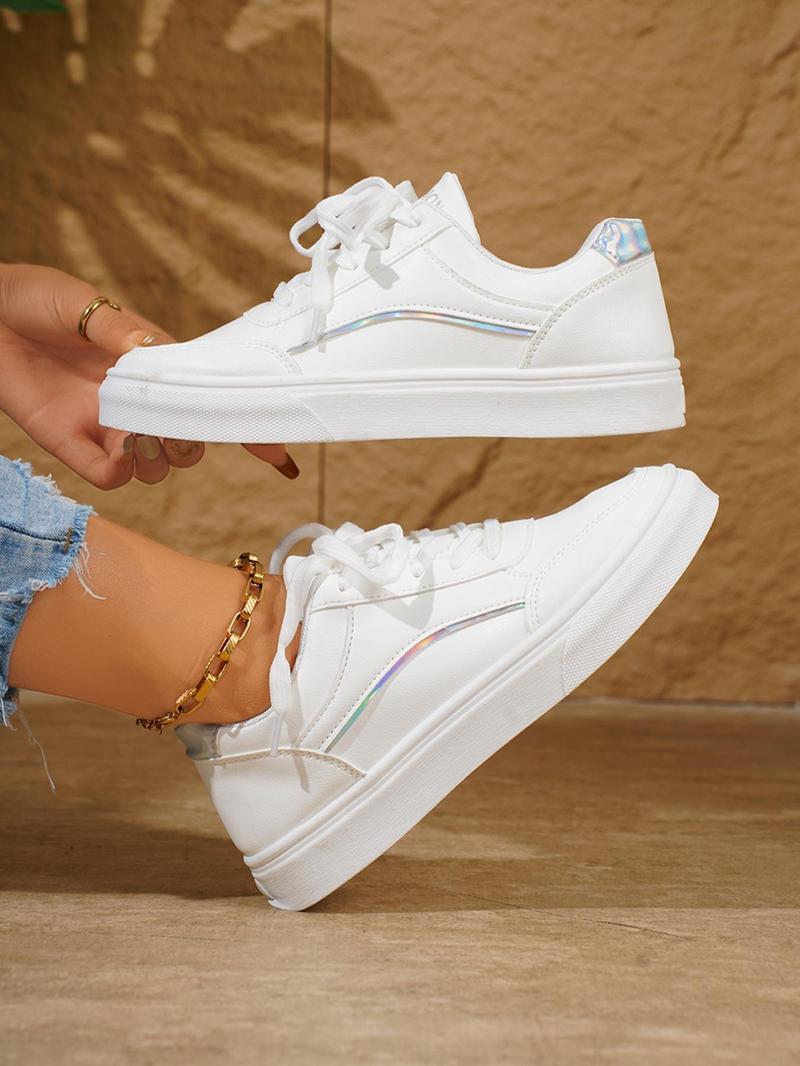 Product Introduction of Women's Fashionable Lace Up Low Top Casual Sneakers, Casual Comfortable Sports Shoes for Daily Wear, Female All-match Round Toe Shoes for Daily Wear 16