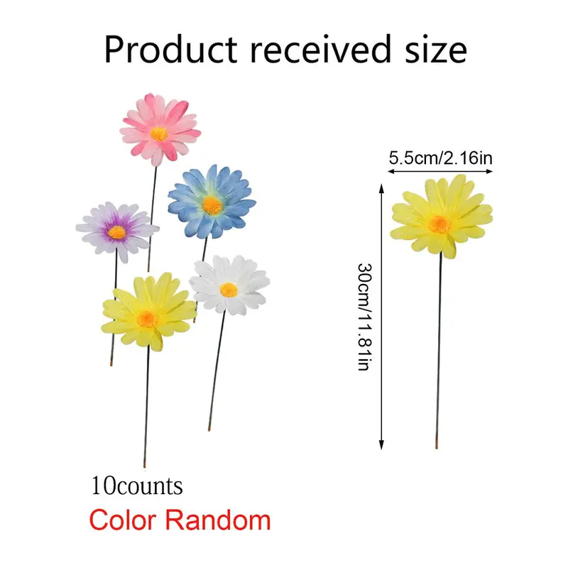 Random Color Daisy & Sunflower & Butterfly Design Garden Decoration, 10pcs/set Outdoor Garden Decoration, Landscape Yard Lawn Flower Pot Decoration, Decorative 1