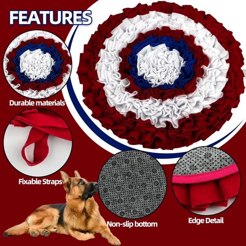 Non-slip Bottom Pet Sniffing Mat, Washable Pet Feeding Pad with Fixed Strap, Interactive Training Mat for Indoor Use, Dog & Cat Accessories 2