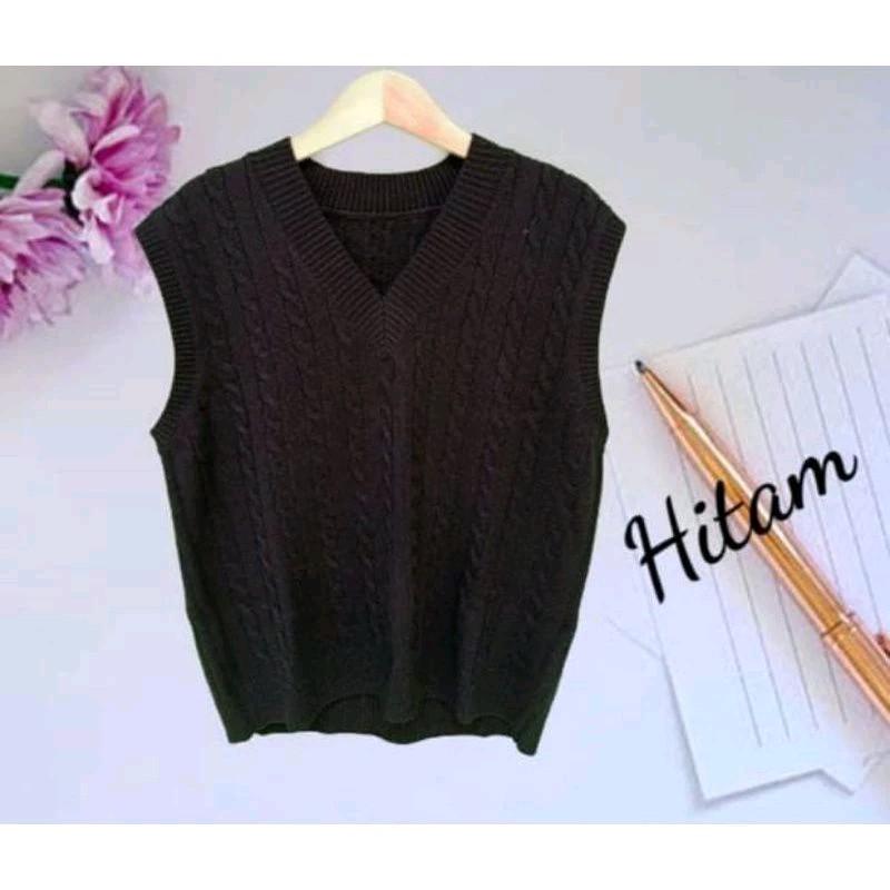 azura rompi rajut cewek cowok V-Neck Santai 5