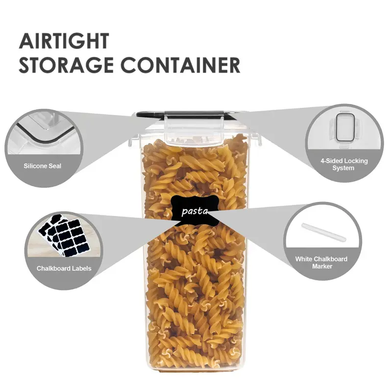 Food Storage Container Set, 3/9/15pcs Clear Food Storage Box with Lid, Airtight Food Storage Container for Kitchen & Pantry Organization 6