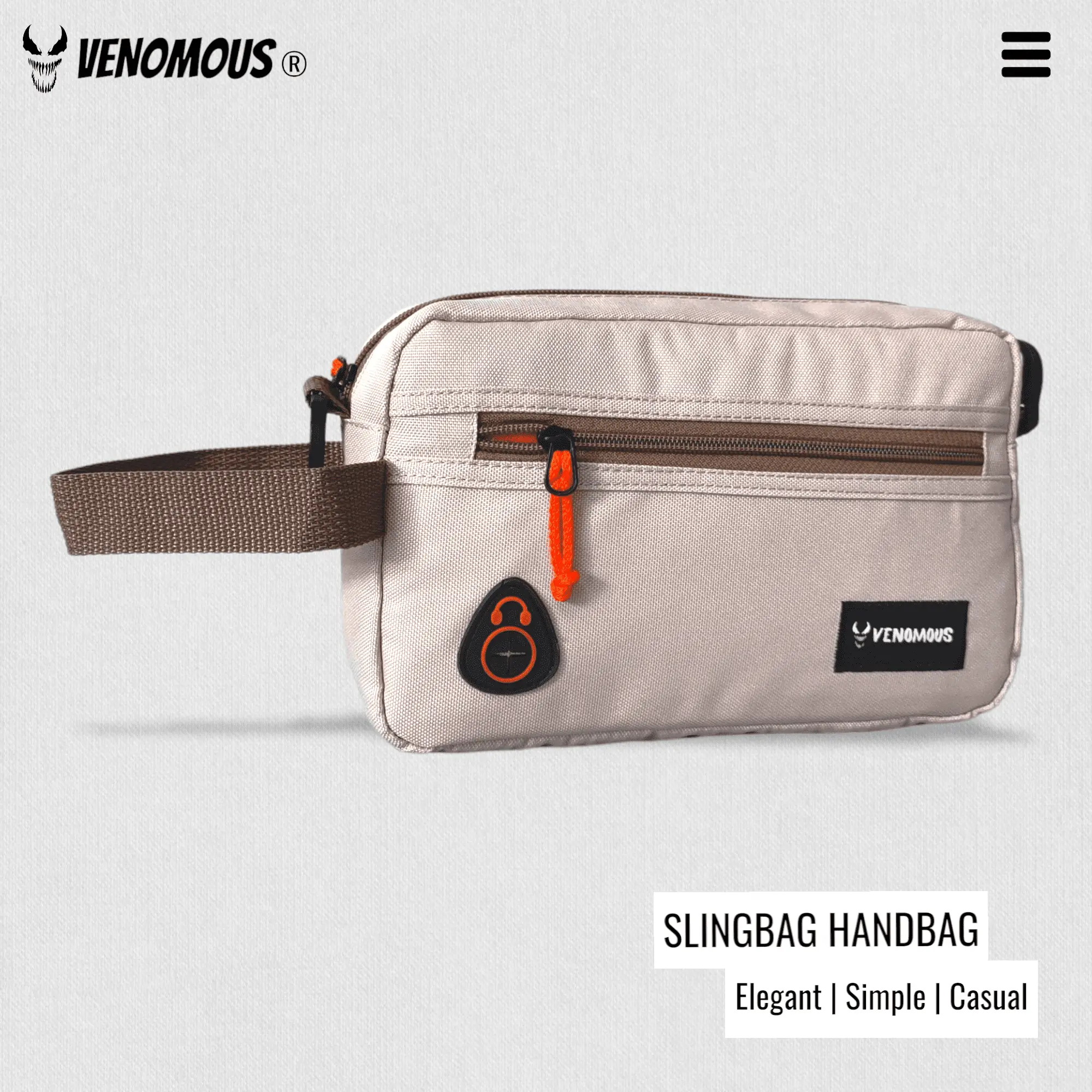 Handbag Selempang Pouch Bag Casual VENOMOUS / Tas Selempang Pria dan Wanita / Slingbag - Cream