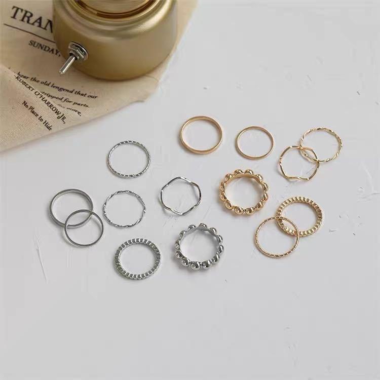 Product Introduction of 8PCS/1set Korean version ring set simple personality pixel ring overlapping ring jewelry 18