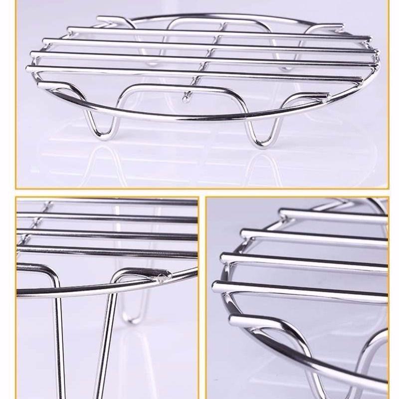 Vỉ nướng inox 304 loại tròn có chân - hàng tách lẻ từ bộ phụ kiện nồi chiên không dầu 2