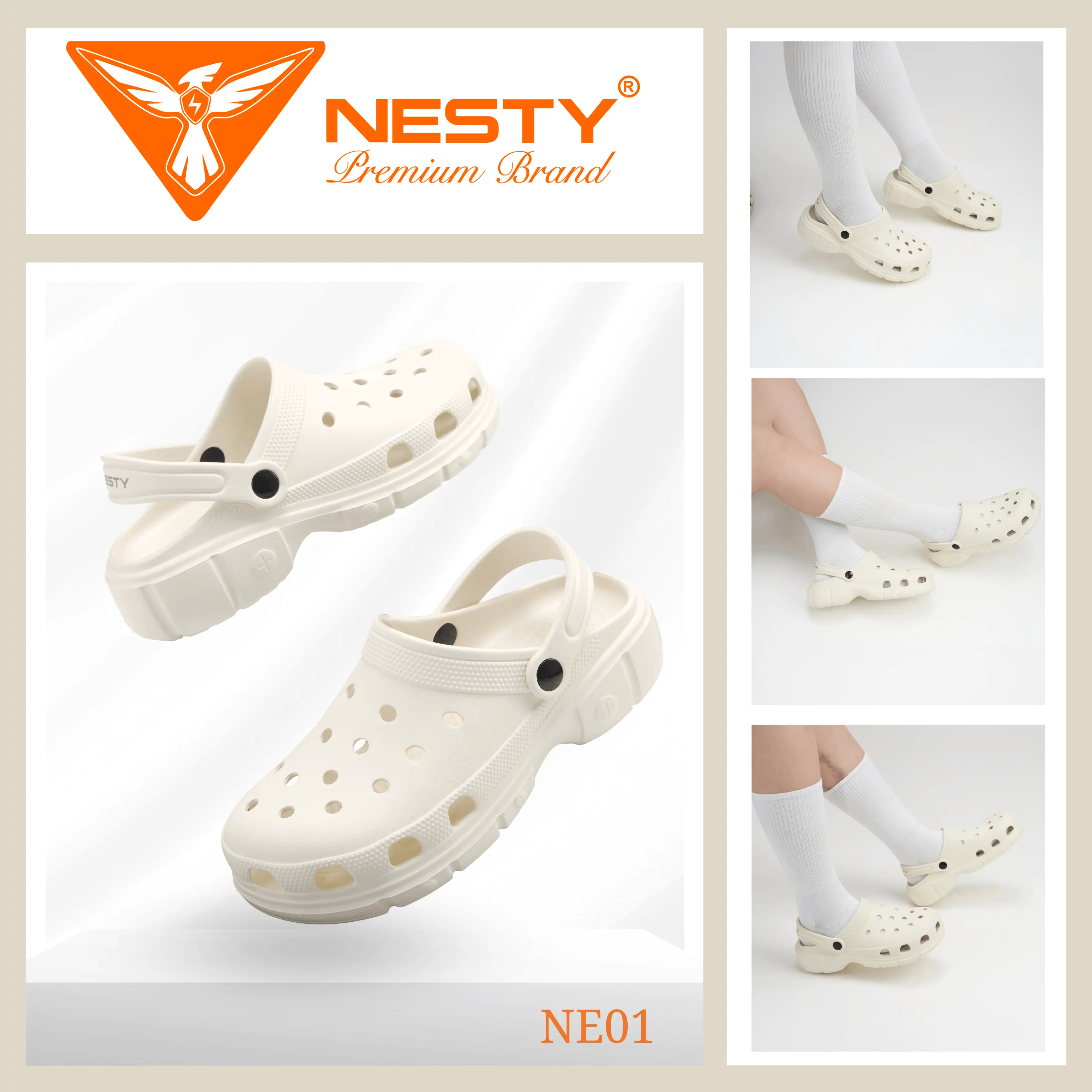 [Tặng Charm 3D] Dép Sục Nam Nữ Nesty Kiểu Dáng Basic Sục Đế Cao Mềm Chống Trượt Ne01 Cao Su Đế Bằng