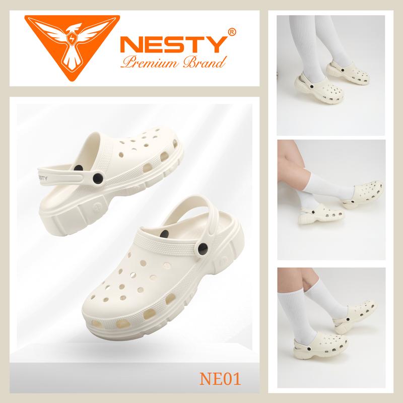 NE01 TẶNG CHARM Dép Sục Nam Nữ NESTY Kiểu Dáng Basic Sục Đế Cao Mềm Chống Trượt Cao Su Đế Bằng KO1