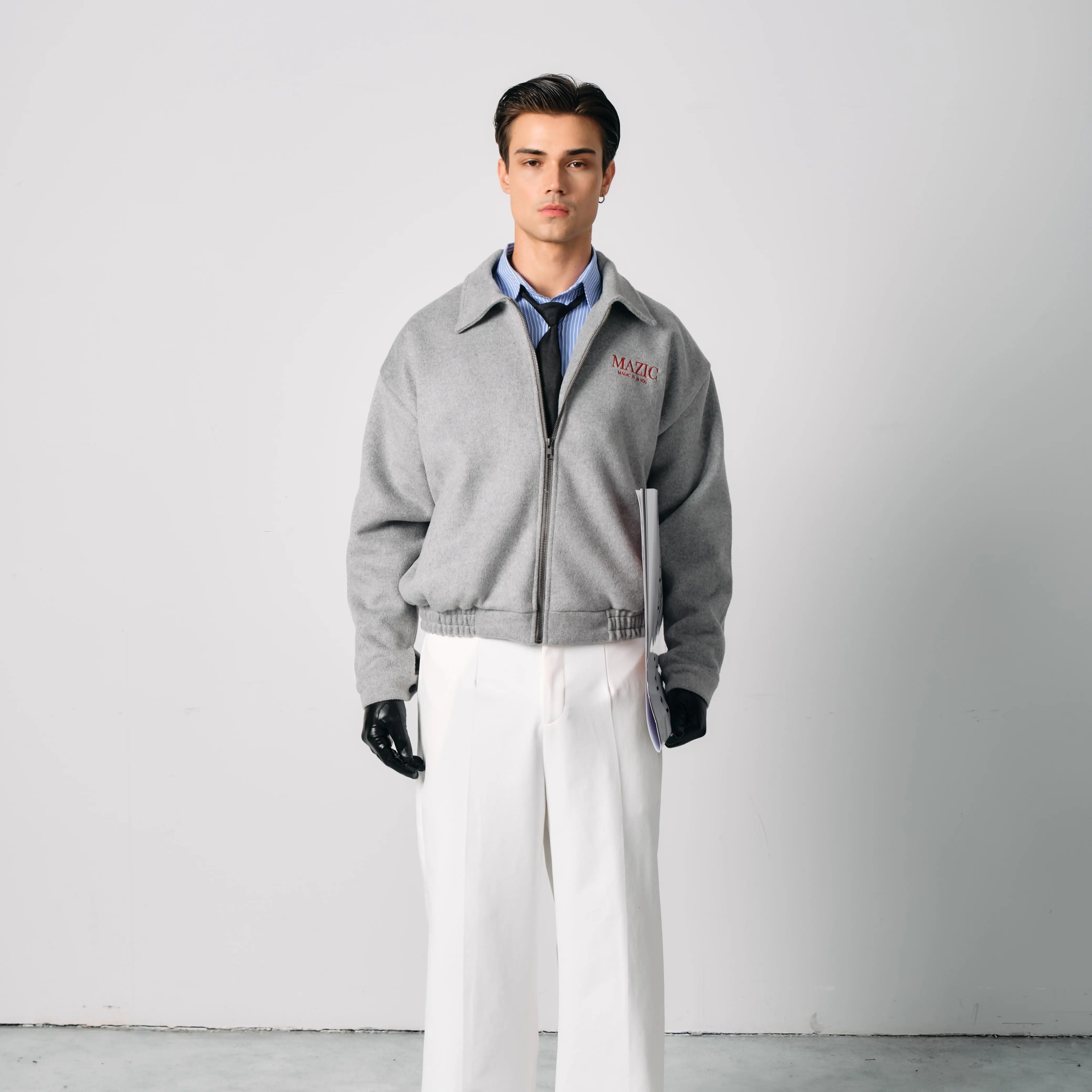 Áo Khoác Dạ MAZIC Cao Cấp Form Boxy Nam Nữ Logo Thêu Tinh Tế Jacket