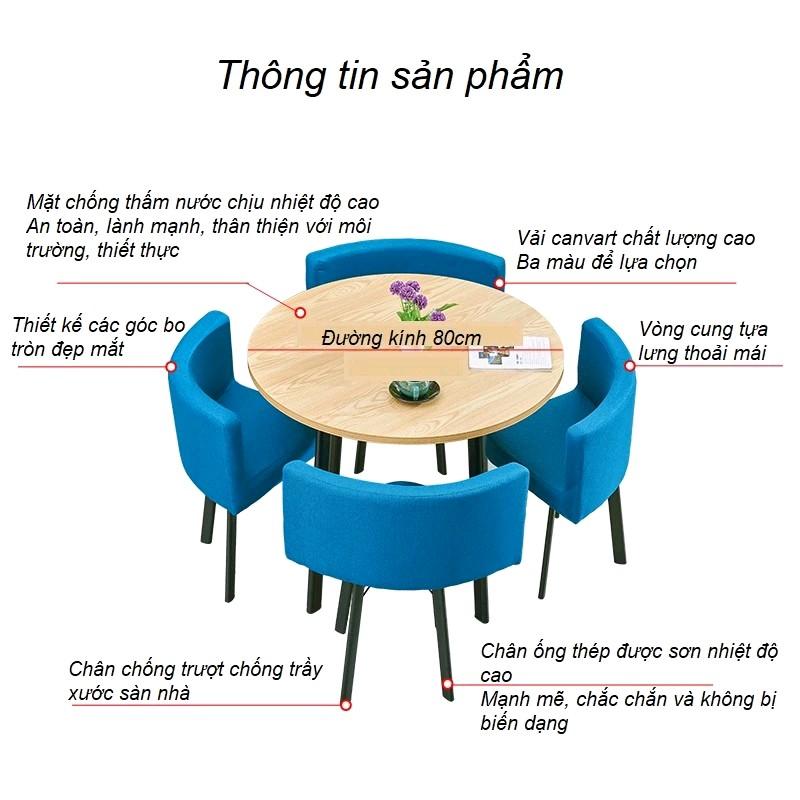 Bộ Bàn Tròn 4 Ghế Dành Cho Văn Phòng, Chung Cư, Nhà Trọ Đa Năng Tiết Kiệm Diện Tích Size Bàn 80cm 8