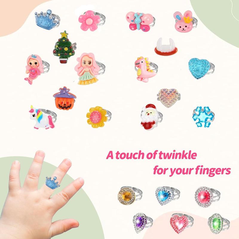 Princess Jewelry Set, 46pcs/set Including Earrings, Rings, Necklaces, Bracelets, Jewelry Storage Box, Pretend Play Toy for Girls 7