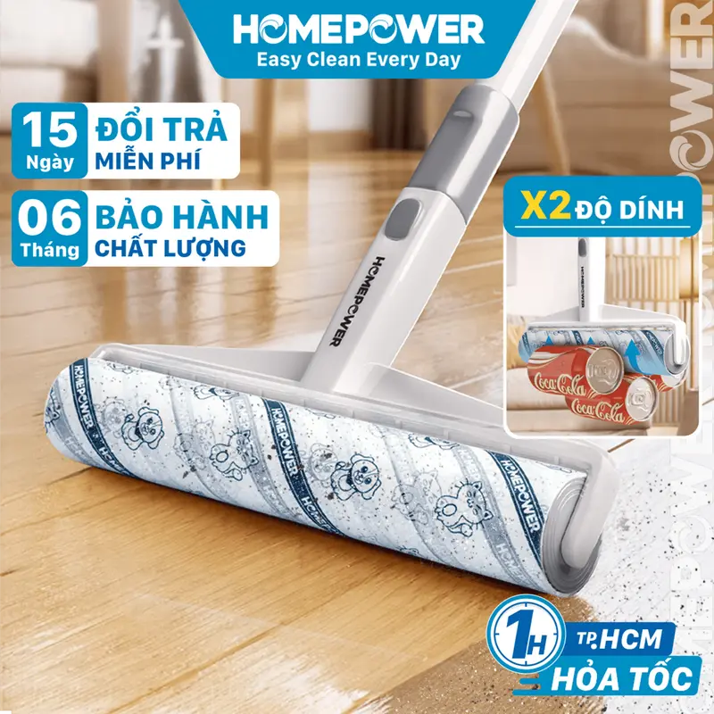 Cây lăn bụi sàn nhà 24cm CB-01 Homepower 60 tờ/cuộn - Keo siêu dính, tay cầm dài, kích thước lớn 0
