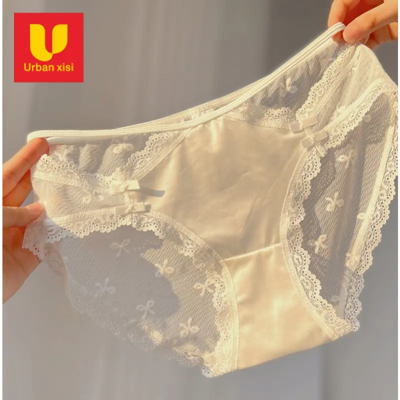 Quần Sịp Phong Cách Nữ Tính, Pháp, Dễ Thương Và Gợi Cảm, Được Làm Bằng Vải Satin Và Ren khoét Sợi Lưới, Thoáng Khí, Được Làm Bằng Lụa Lạnh Gợi Cảm, Thích Hợp Cho Mùa Xuân Và Mùa Hè, Đồ Lót Cho Cát Phụ Nữ
