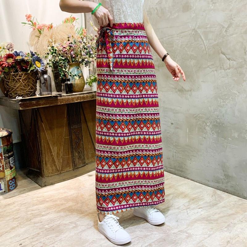 Product Introduction of Váy Một Mảnh Phong Cách Dân Tộc Bohemian, Hoa Thái Hòa, Phong Cách Dai, Dài Trung Bình Váy Buộc Dây Dành Cho Phụ Nữ, Thích Hợp Cho Mùa Hè Dress Women Khuy Cổ Tròn Khuy Cổ Tròn Voan 7