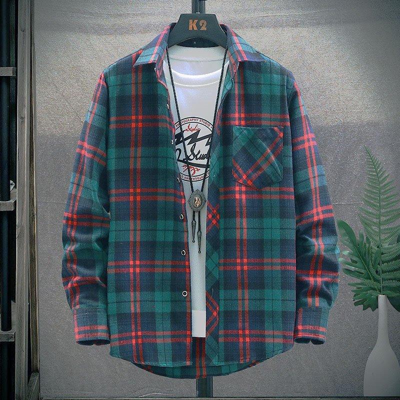 Áo sơ mi nam dài tay caro dạng khoác ngoài chất vải nỉ thời trang nam PONIVA cao cấp Menswear Shirt Có Cổ Kate