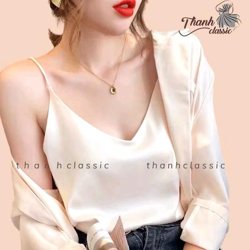 Áo 2 dây nữ cao cấp, áo vải lụa latin cao cấp mặc kèm blazer, chất vải mềm mịn, không nhăn - THANH CLASSIC Women 1