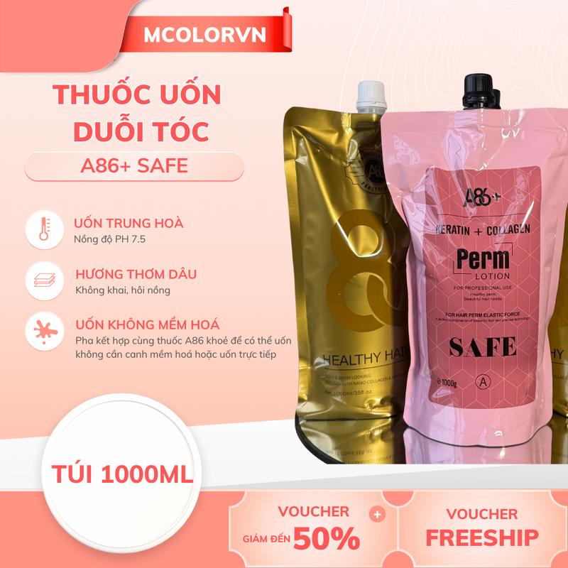 Thuốc uốn duỗi tóc A86 Safe trung hoà nồng độ kiềm 7.5 hương dâu túi 1000ml