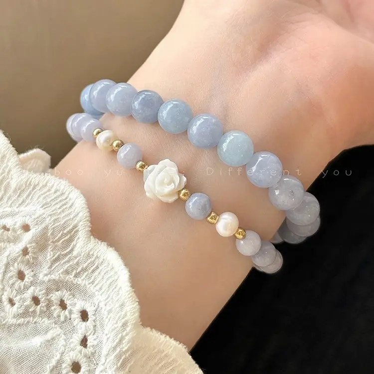 Vòng Tay Hoa Trà Aquamarine, Thiết Kế Đặc Biệt Ins, Dành Cho Nữ, Ưa Nhìn, Thích Hợp Cho Học Sinh Và Bạn Gái, Quà Tặng, Hàng Mới Về 2024 Phụ Kiện Kiềng