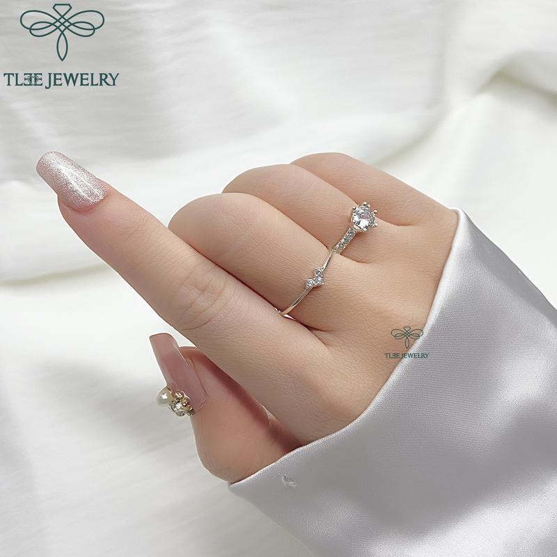 Product Introduction of Nhẫn bạc nữ TLEE đính đá sáu chấu viền bằng sang trọng TLEE JEWELRY A0124 3