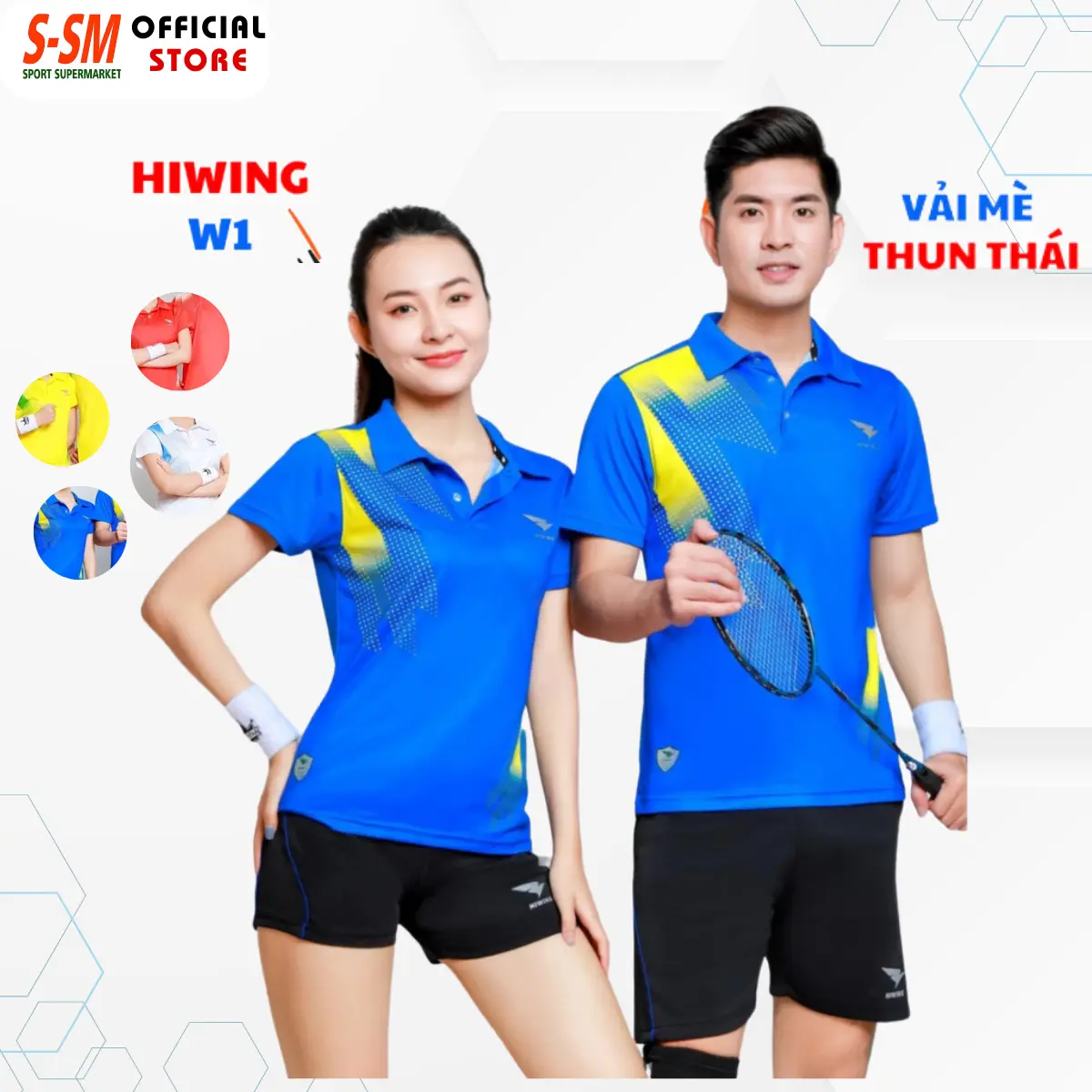 Áo Cầu Lông Nam Nữ Thương Hiệu HIWING Chất Vải Mè Thun Thái Mềm, Mịn, Co Dãn Đa Chiều Cao Cấp Mẫu W1