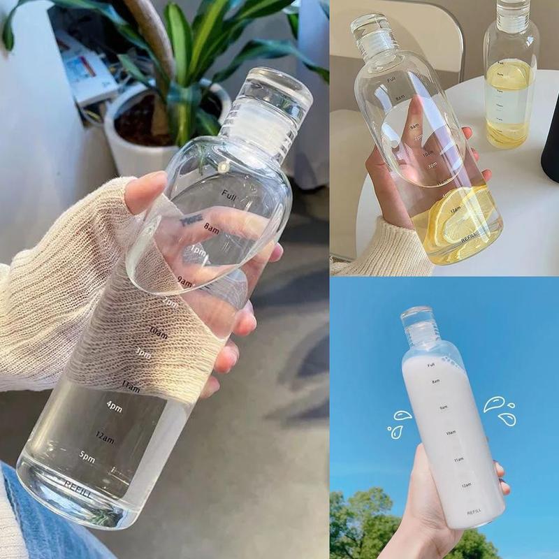Product Introduction of 500/700ml Transparent Straw Water Bottle With Lids Cover Portable Cute Water Cup M4T0 16