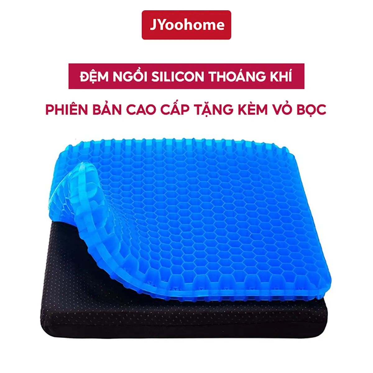 Đệm ngồi silicon 3D thoáng khí JYoohome lót mông thích hợp cho ghế văn phòng và thiền chống mỏi ê và thâm mông