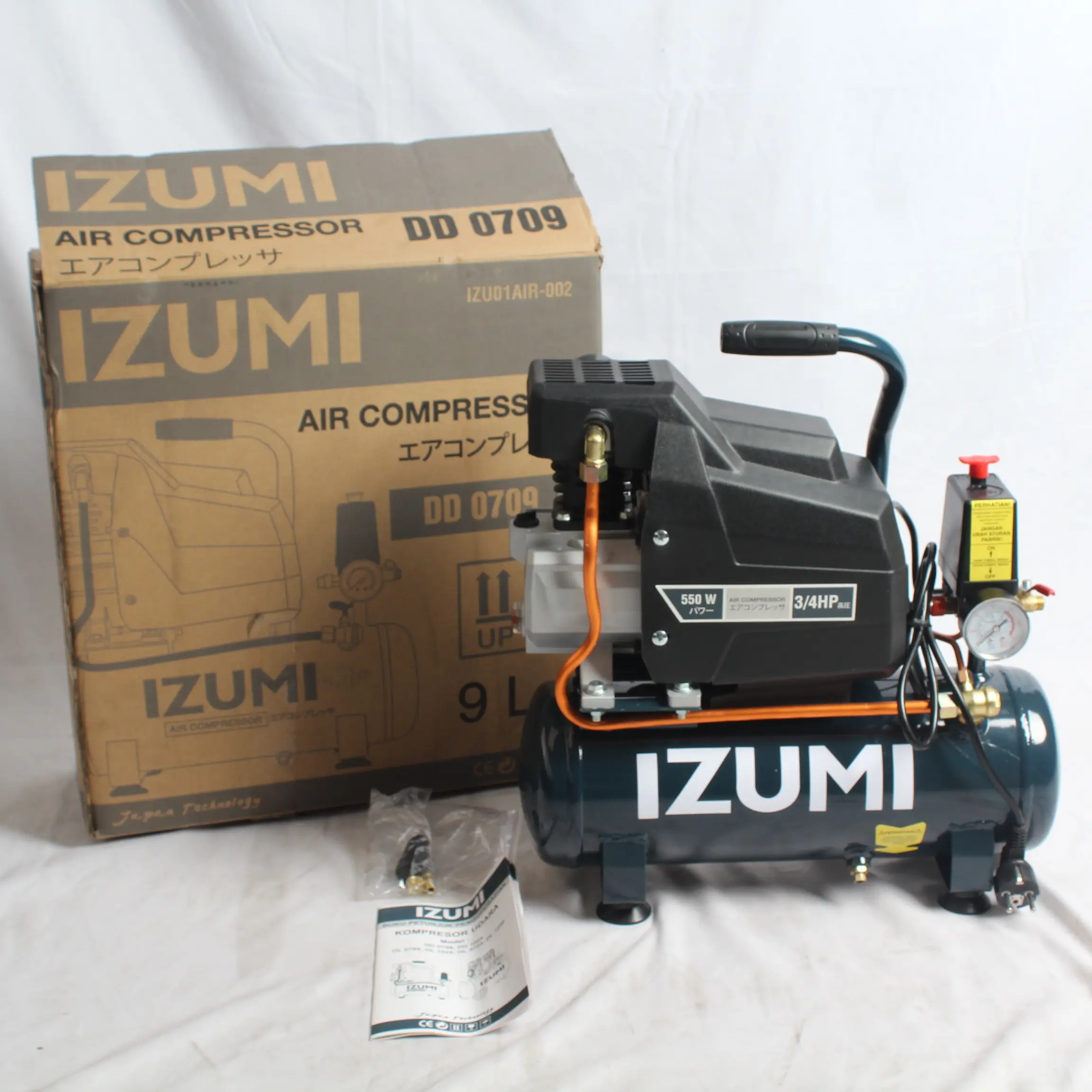 IZUMI Kompresor Angin Portable Listrik 3/4 HP 9 LITER DD 0709 Japan - IZUMI, Kompresor Saja