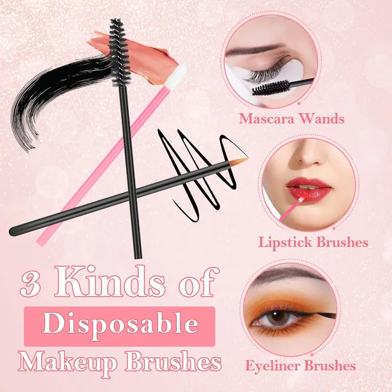 Mixed Styles Disposable Makeup Tool Set, 234pcs Makeup Tool Including Mascara Wands Eyebrow Brushes, Lip Brushes, Hair Clips, Fashion Makeup Tools for Women 7