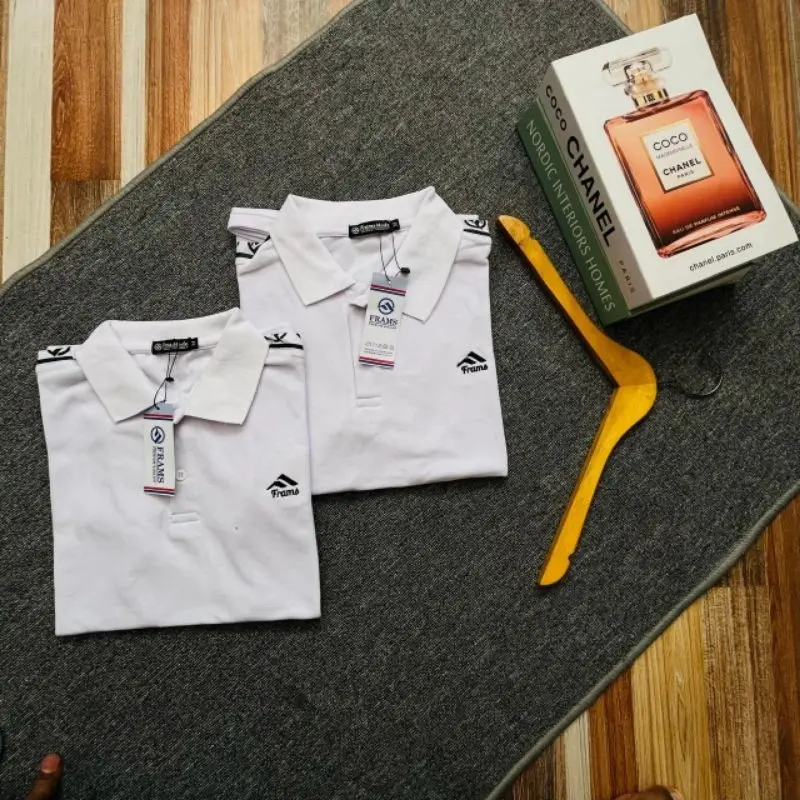 Poloshirt Kaos Berkerah Putih Logo Bordir T-Shirt Baju Pria Wanita Distro Branded Lengan Pendek Unisex Katun Combed 3