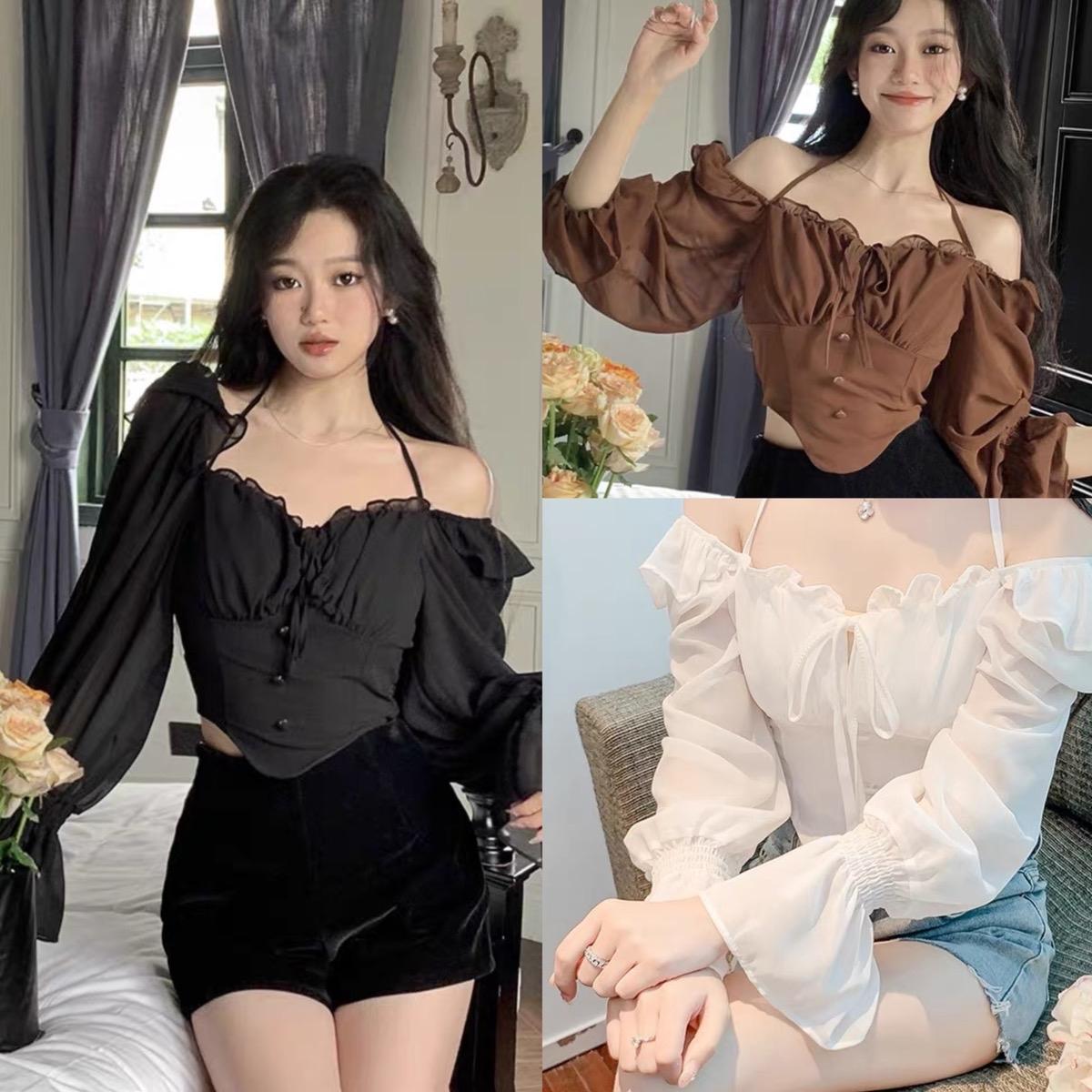 [Xả Kho] Thời Trang Bigsize Áo Cổ Vuông Vải Lụa 50 - 100Kg Thanh Lịch Top Nữ Cotton Women Đen - A.1204