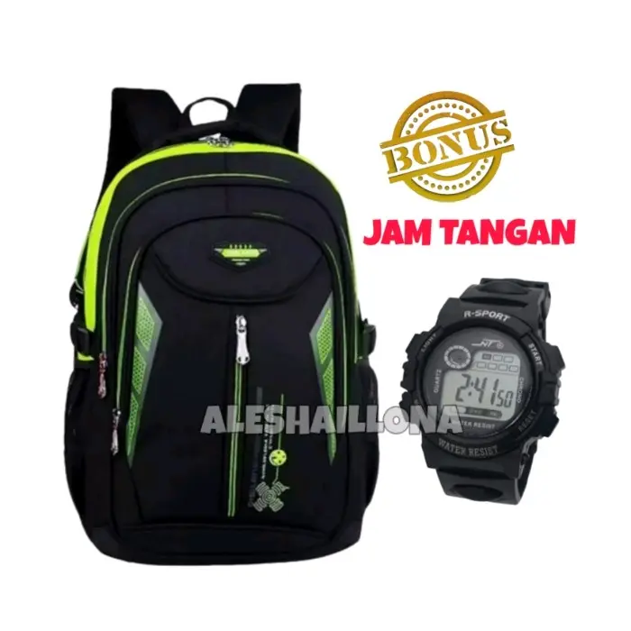Tas Ransel Anak Laki-laki Gratis Jam Tangan SD dan SMP Sekolah tahan air atletis dasar dicuci dengan tangan saja