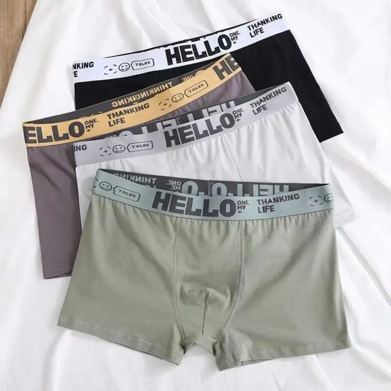 Đồ lót nam mới mùa xuân, mùa thu và mùa đông Boxer màu trơn sinh viên cao cấp tính cách hợp thời trang nam quần đùi Boxer 4