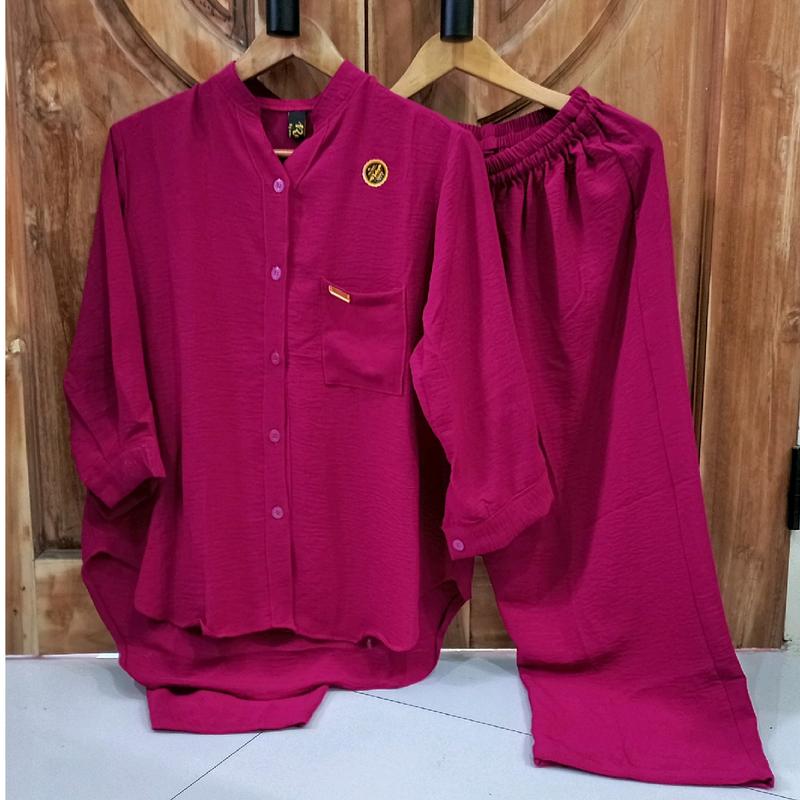 set botega polos basic setelan cringkle airflow premium oneset kekinian terbaru Polos 2