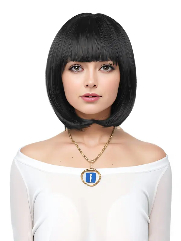 12 Inch Short Straight Bob Wig, Fashion Gorgeous Fluffy Wigs for Women, Synthetic Full Machine Wigs for Party, Daily Use 0