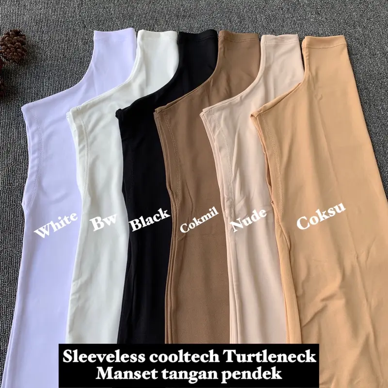 Slevelees turtleneck tangan pendek atasan wanita manset kutung premium leher tinggi Nyaman 0