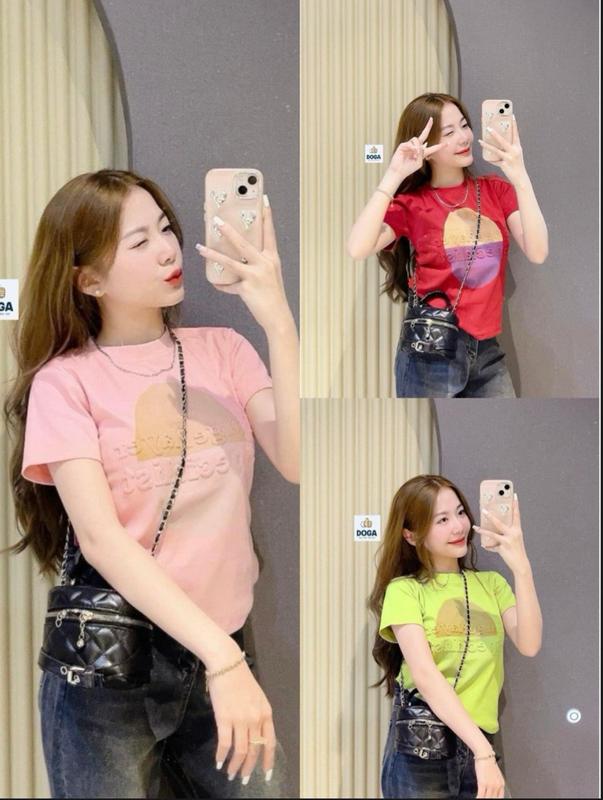 Áo thun chất BORIP COTTON Xịn chữ nổi Sỉe từ 35kg đến 68kg dáng áo baby tee DOGA tay ngắn cổ tròn in trẻ trung màu thoáng mát hut mồ hôi. không xù lông M174 Nữ Top Women Tre Đen