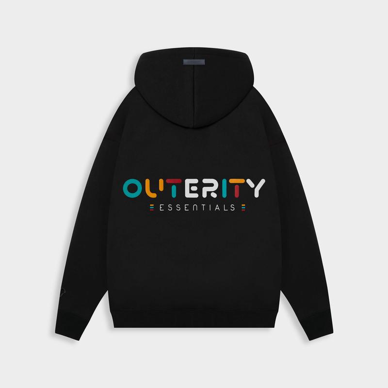 Áo Hoodie Zip Outerity Rainbow Nỉ Bông / Đen - ORT.B 403